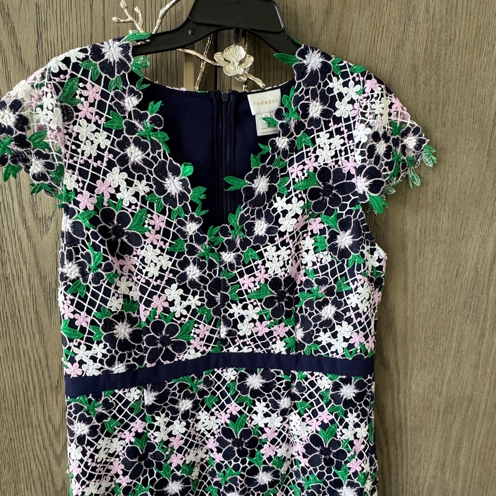 Foxiedox Navy with Pink, White, and Green Floral Lace Dress, worn once